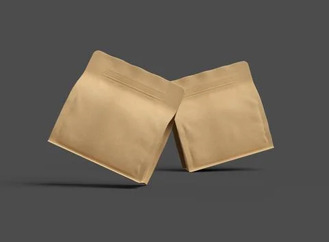 Render of a square paper doy-pack packaging with a zipper on a dark background Stock Illustration