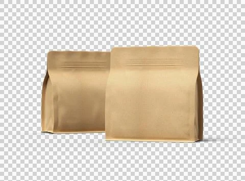 Render of a square paper doy-pack package with zipper on transparent background Illustrazione stock