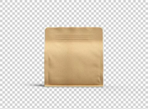 Render of a square paper doy-pack package with zipper on transparent background Stock Illustration