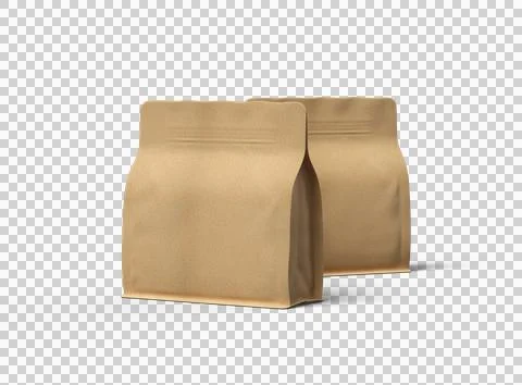 Render of a square paper doy-pack package with zipper on transparent background Stock Illustration