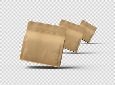 Render of a square paper doy-pack package with zipper on transparent background Stock-Illustration