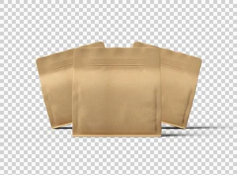 Render of a square paper doy-pack package with zipper on transparent background Stock Illustration