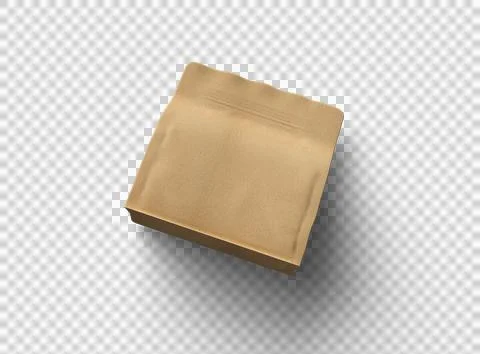 Render of a square paper doy-pack package with zipper on transparent background Stock Illustration