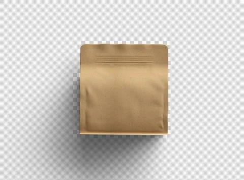 Render of a square paper doy-pack package with zipper on transparent background Stock Illustration
