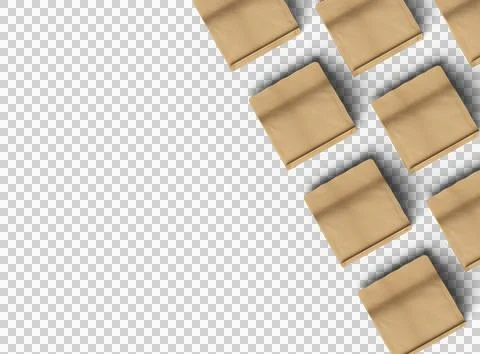 Render of a square paper doy-pack package with zipper on transparent background Stock Illustration