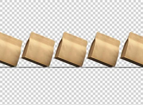 Render of a square paper doy-pack package with zipper on transparent background Stock Illustration