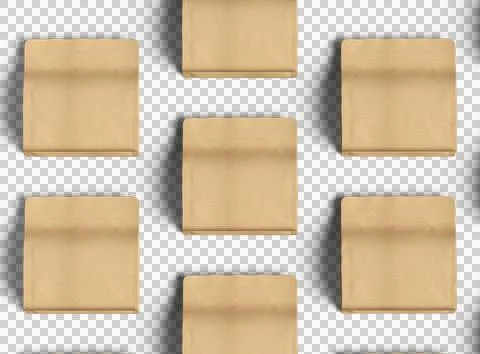 Render of a square paper doy-pack package with zipper on transparent background Stock Illustration