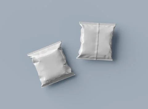 Render of a square polyethylene bag for food on a light background Stock Illustration
