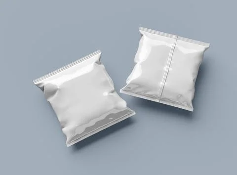 Render of a square polyethylene bag for food on a light background Stock Illustration