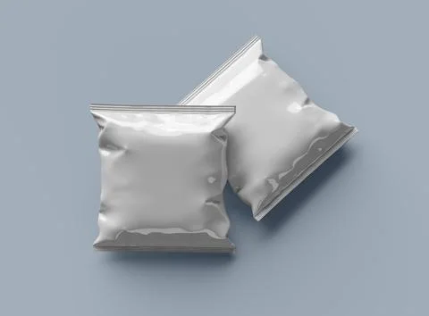 Render of a square polyethylene bag for food on a light background Stock Illustration