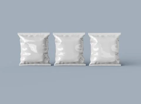 Render of a square polyethylene bag for food on a light background Stock Illustration