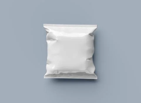 Render of a square polyethylene bag for food on a light background Stock Illustration