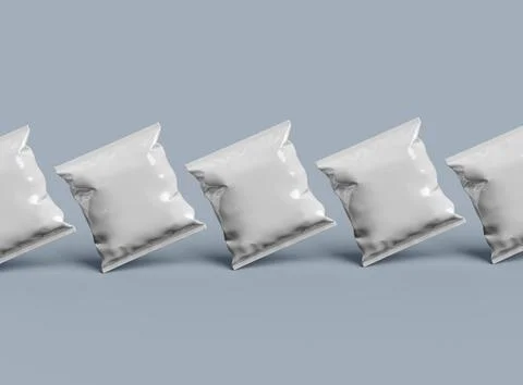 Render of a square polyethylene bag for food on a light background Stock Illustration