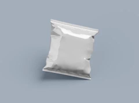 Render of a square polyethylene bag for food on a light background Stock-Illustration