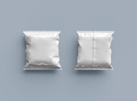 Render of a square polyethylene bag for food on a light background Stock Illustration