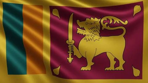 Render of the Sri Lanka flag flutters in the wind close-up, the national flag of Stock Illustration