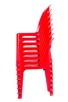 Render of  stacked red chairs Stock Photos