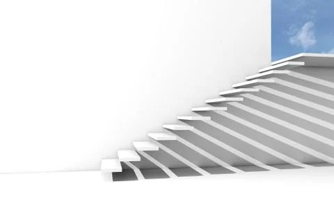 Render of a stairway to the blue sky Stock Illustration