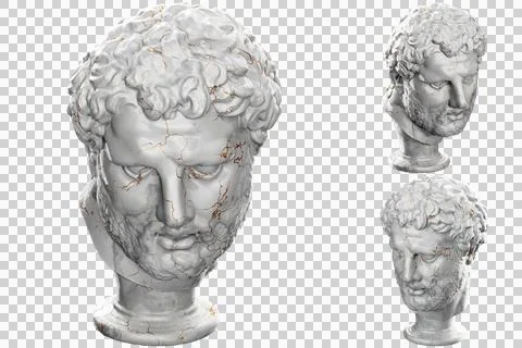 Render of a statue of a Barbarian Chief, perfect for historical and cultural  Stock Illustration