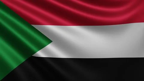 Render of the Sudan flag flutters in the wind close-up, the national flag of Stock Illustration