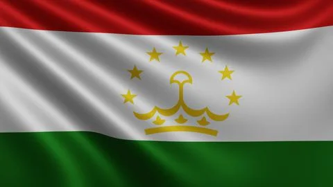 Render of the Tajikistan flag flutters in the wind close-up, the national flag Stock Illustration
