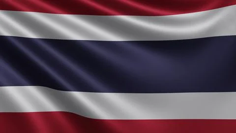 Render of the Thailand flag flutters in the wind close-up, the national flag of Illustrazione stock