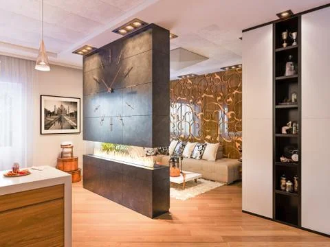 Render of a townhouse interior design Stockillustratie