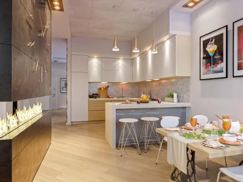 Render of a townhouse interior design Stock Illustration