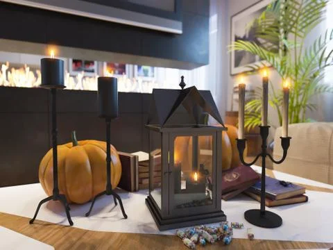 Render of a townhouse interior design Stock Illustration