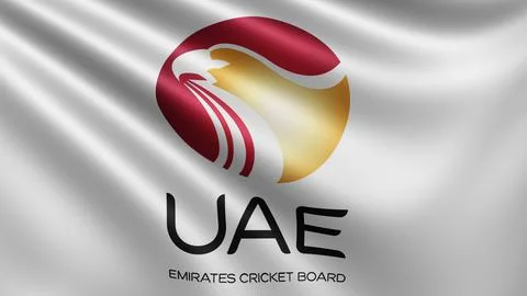 Render of the United Arab Emirates cricket board flag waving in the wind, United Stock Illustration