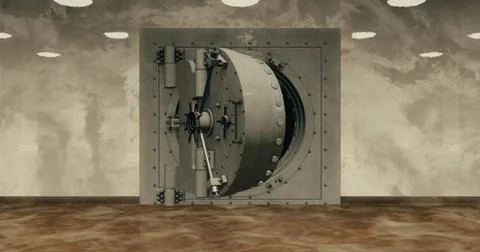 Render of the vault door. 3D Illustrazione stock
