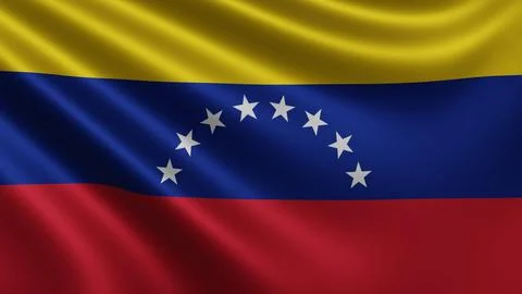 Render of the Venezuela flag flutters in the wind close-up, the national flag of Stock Illustration