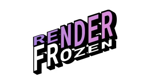RENDER vs FROZEN, 3D Text Animation in Isometric View with Opposite Word Motion Stock Footage 314263862