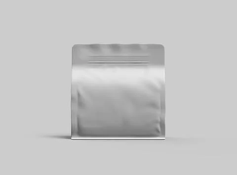 Render of a white glossy square doy-pack package with zipper on light background Stock Illustration