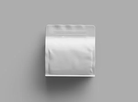 Render of a white glossy square doy-pack package with zipper on light background Stock Illustration