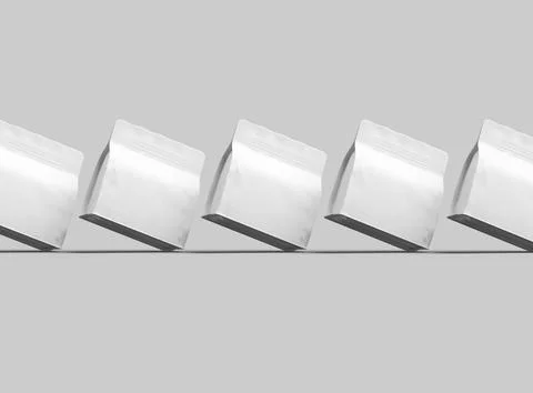 Render of a white glossy square doy-pack package with zipper on light background Stock Illustration