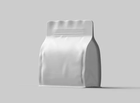 Render of a white glossy square doy-pack package with zipper on light background Stock-Illustration