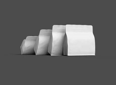 Render of a white glossy square doy-pack package with zipper on dark background Stock Illustration