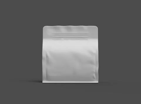 Render of a white glossy square doy-pack package with zipper on dark background Stock Illustration