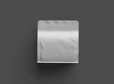 Render of a white glossy square doy-pack package with zipper on dark background Stock Illustration