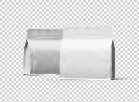 Render of a white square doy-pack package with zipper on transparent background Stock Illustration