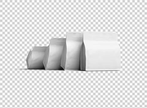 Render of a white square doy-pack package with zipper on transparent background Stock Illustration