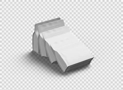 Render of a white square doy-pack package with zipper on transparent background Stock Illustration