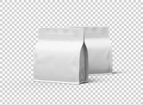 Render of a white square doy-pack package with zipper on transparent background Stock Illustration