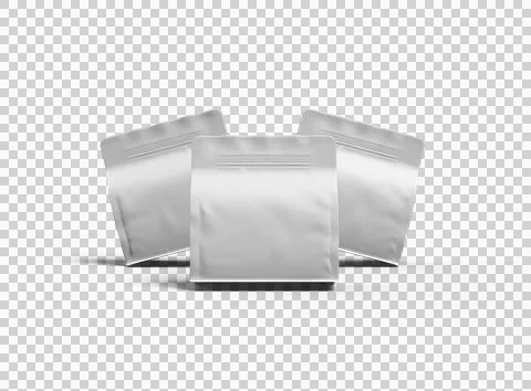 Render of a white square doy-pack package with zipper on transparent background Stock Illustration