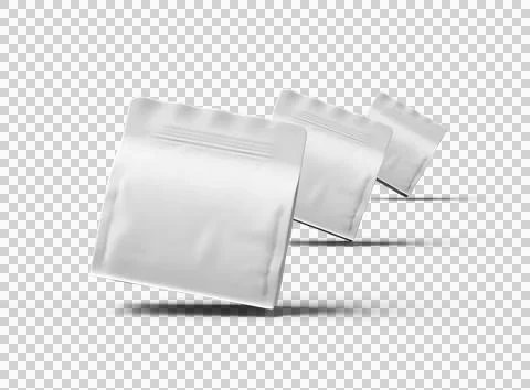 Render of a white square doy-pack package with zipper on transparent background Stock Illustration