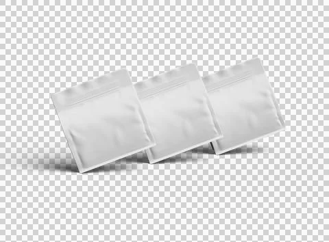 Render of a white square doy-pack package with zipper on transparent background Illustrazione stock
