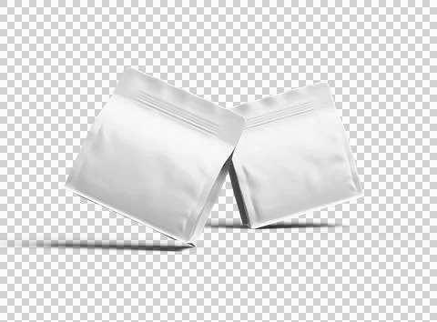 Render of a white square doy-pack package with zipper on transparent background Stock Illustration