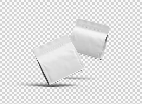 Render of a white square doy-pack package with zipper on transparent background Stock-Illustration