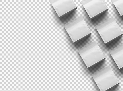 Render of a white square doy-pack package with zipper on transparent background Stock Illustration
